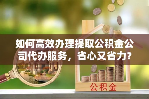 望江如何高效办理提取公积金公司代办服务，省心又省力？