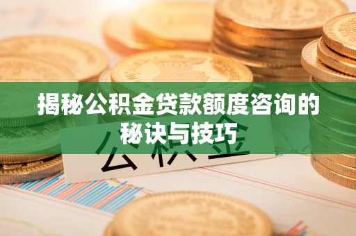 望江揭秘公积金贷款额度咨询的秘诀与技巧