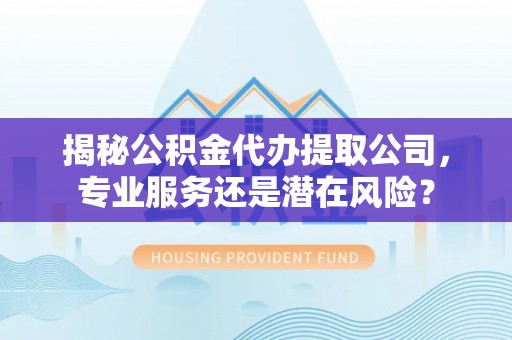 望江揭秘公积金代办提取公司，专业服务还是潜在风险？